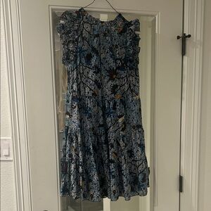 Ulla Johnson ruffle sleeve less blue floral dress